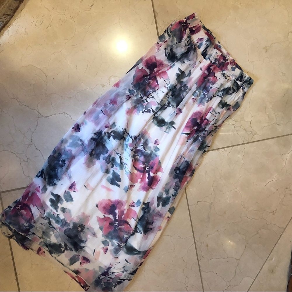 Fully Lined Watercolored Maxi Skirt with pockets